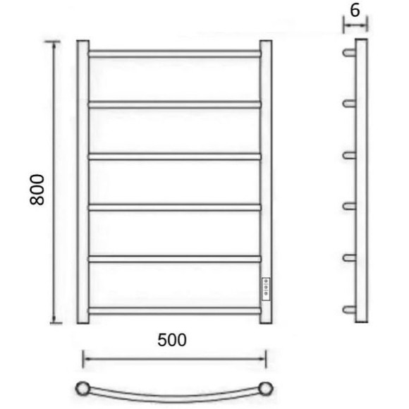 Электрический полотенцесушитель Маргроид Вид 4 800x500 04-8050-1049-9005R правый Черный матовый