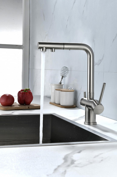 Смеситель для кухни Paulmark Serpentine Se213222-NI Никель Смеситель для кухни Paulmark Serpentine Se213222-NI Никель