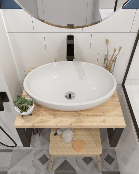 Столешница под раковину 1MarKa Grunge Loft 60 Ц0000001584 Дуб вотан Столешница под раковину 1MarKa Grunge Loft 60 Ц0000001584 Дуб вотан