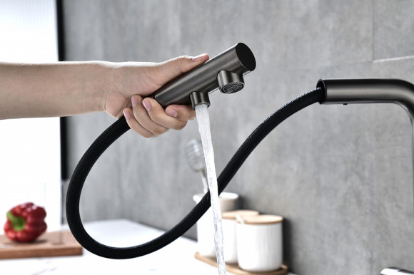 Смеситель для кухни Paulmark Serpentine Se213222-GM Вороненая сталь