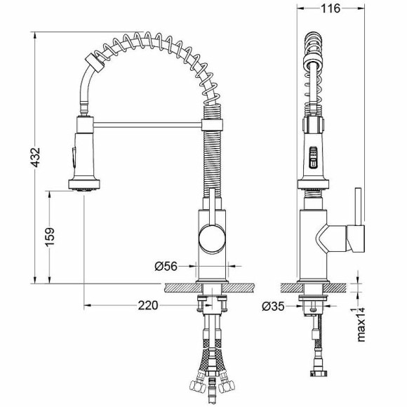 Смеситель для кухни Aquatek Европа AQ1387MB Черный матовый Смеситель для кухни Aquatek Европа AQ1387MB Черный матовый