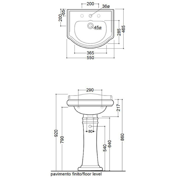 Раковина Kerasan Retro 55 104501*1 Белая