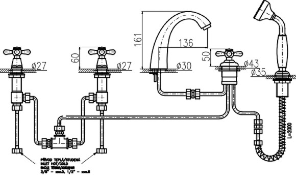 Смеситель на борт ванны Rav Slezak Morava MK176.5PZ Золото Смеситель на борт ванны Rav Slezak Morava MK176.5PZ Золото