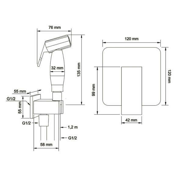 Гигиенический душ со смесителем Swedbe Platta 5549B Черный матовый Гигиенический душ со смесителем Swedbe Platta 5549B Черный матовый
