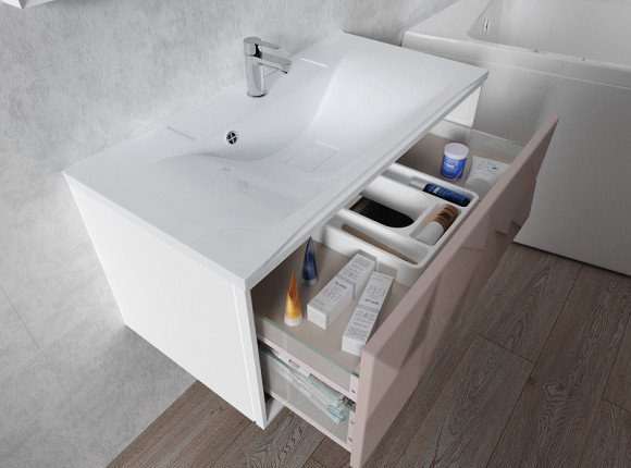 Тумба под раковину Marka One Romb 90П У67847 подвесная White