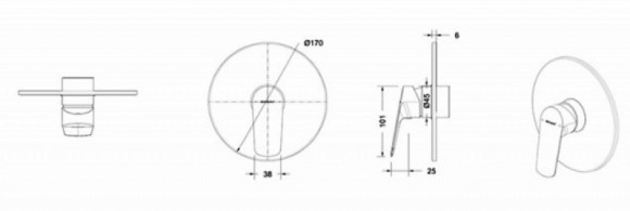 Смеситель для душа Bravat Rhein PB8429564BW-ENG Черный матовый