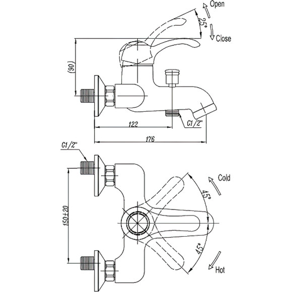 Смеситель для ванны Cezares Lira-C-VDM1-01 Хром