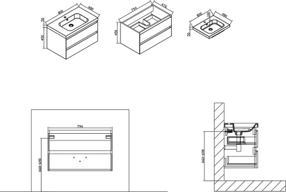 Тумба под раковину Vincea Luka VMC-1L800NW подвесная N.Wood