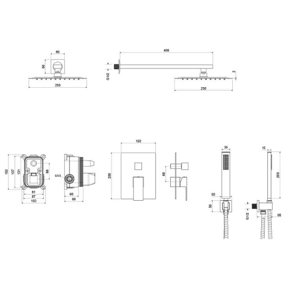 Душевая система Aquatek Либра AQ1672MB Черная матовая