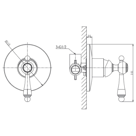 Смеситель для душа Caprigo Fonte 12-550-crm Хром