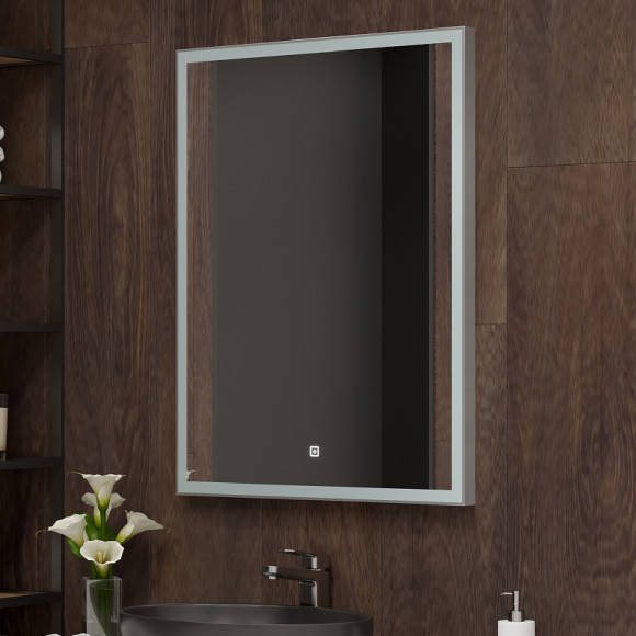 Зеркало Континент Frame Silver 600х800 ЗЛП891 с подсветкой с сенсорным выключателем