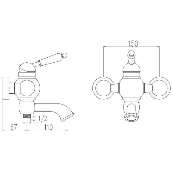 Смеситель для ванны Kaiser Wood 61022 Хром Дуб