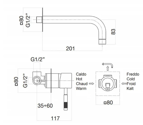 Смеситель для раковины Webert Rimini RI830606010 Золото Смеситель для раковины Webert Rimini RI830606010 Золото