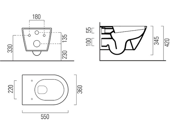 Унитаз GSI Kube X 55/F 941511 подвесной без сиденья Унитаз GSI Kube X 55/F 941511 подвесной без сиденья