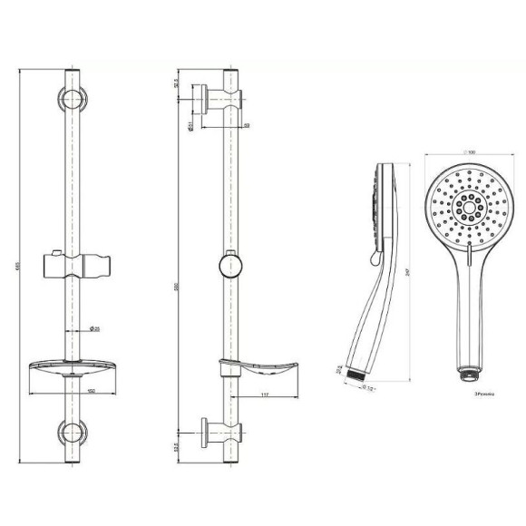 Душевой гарнитур Kerama Marazzi Sonata P4YO121KM Черный матовый Душевой гарнитур Kerama Marazzi Sonata P4YO121KM Черный матовый
