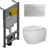 Комплект унитаза Ceramicanova Play CN3001 с сиденьем Микролифт и инсталляцией Jacob Delafon E29025-NF+E4316-CP с клавишей смыва Хром