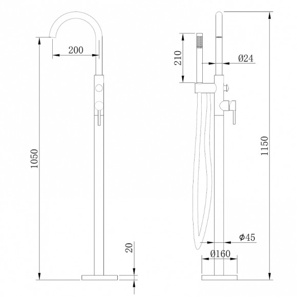 Смеситель для ванны Abber Wasser Kreis AF8115B Черный матовый Смеситель для ванны Abber Wasser Kreis AF8115B Черный матовый
