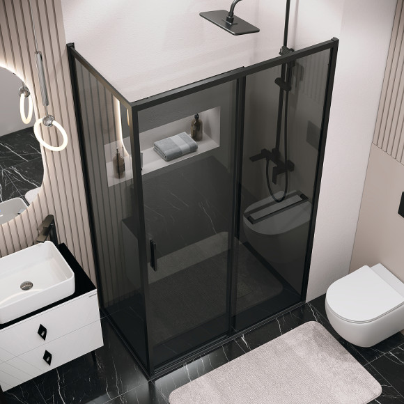 Душевой уголок Grossman Style 100х80 120.K33.05.1080.21.10 профиль Черный матовый стекло тонированное