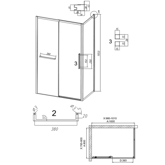 Душевой уголок Grossman Style 100х80 120.K33.05.1080.21.10 профиль Черный матовый стекло тонированное