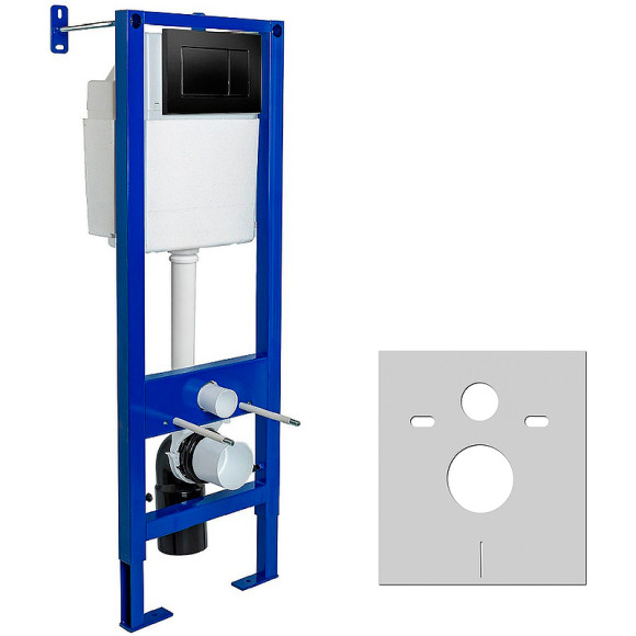 Комплект унитаза WeltWasser Merzbach 043 GL-WT 10000009939 с инсталляцией Berges Atom 410 040332 с сиденьем Микролифт и Черной матовой клавишей смыва Комплект унитаза WeltWasser Merzbach 043 GL-WT 10000009939 с инсталляцией Berges Atom 410 040332 с сиденьем Микролифт и Черной матовой клавишей смыва