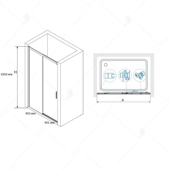 Душевая дверь RGW Leipzig LE-12 100 34121210-11 профиль Хром стекло прозрачное Душевая дверь RGW Leipzig LE-12 100 34121210-11 профиль Хром стекло прозрачное