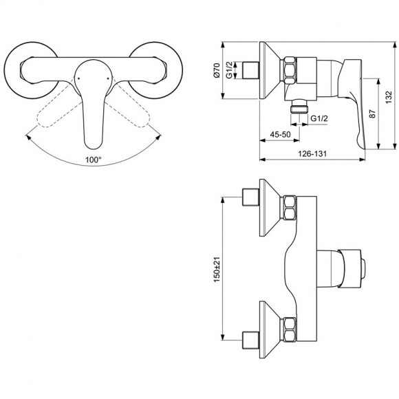 Смеситель для душа Ideal Standard Dot 2.0 BC325AA Хром