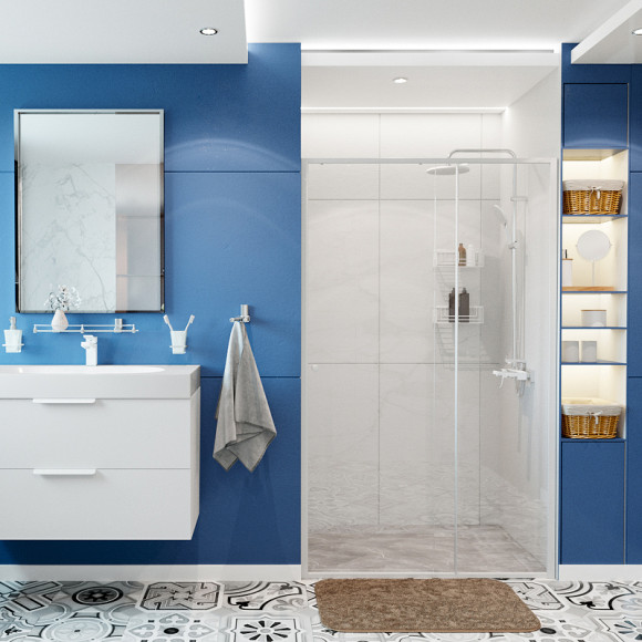 Душевая дверь WasserKRAFT Rhin 110 44S13 профиль Белый стекло прозрачное Душевая дверь WasserKRAFT Rhin 110 44S13 профиль Белый стекло прозрачное