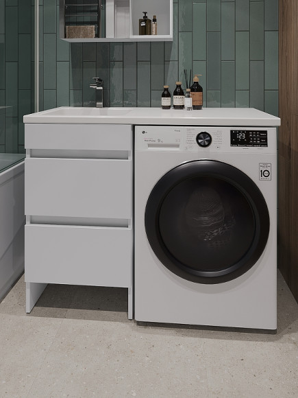 Тумба с раковиной Orange Sistema 110 L ST-110TUW+RAL Белая глянцевая Тумба с раковиной Orange Sistema 110 L ST-110TUW+RAL Белая глянцевая