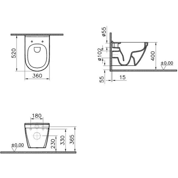 Унитаз биде Vitra S50 Rim-Ex 7740B003-0850 подвесной без сиденья