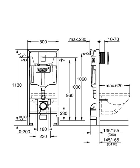 Комплект унитаза CeramaLux B2330-1MB с инсталляцией Grohe Rapid SL 38772001 с сиденьем Микролифт и клавишей смыва Хром Комплект унитаза CeramaLux B2330-1MB с инсталляцией Grohe Rapid SL 38772001 с сиденьем Микролифт и клавишей смыва Хром