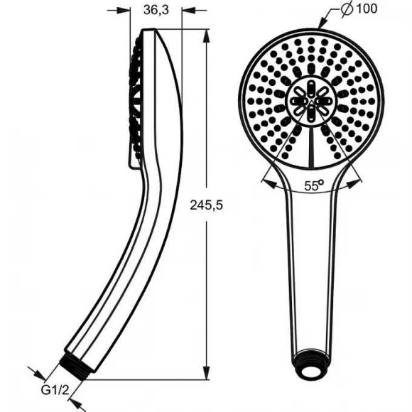 Ручной душ Ideal Standard Ideal Rain Soft B9403AA Хром Ручной душ Ideal Standard Ideal Rain Soft B9403AA Хром