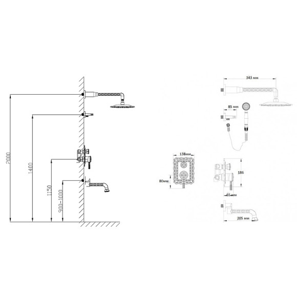 Душевая система Bronze de Luxe Windsor 10137DF Бронза