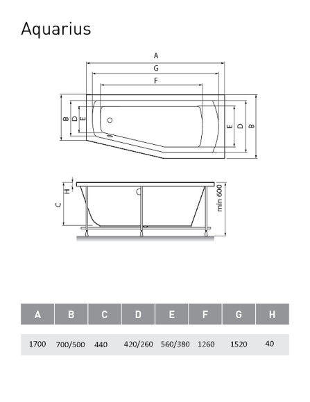 Акриловая ванна Relisan Aquarius 170x70 R Гл000023278 без гидромассажа Акриловая ванна Relisan Aquarius 170x70 R Гл000023278 без гидромассажа