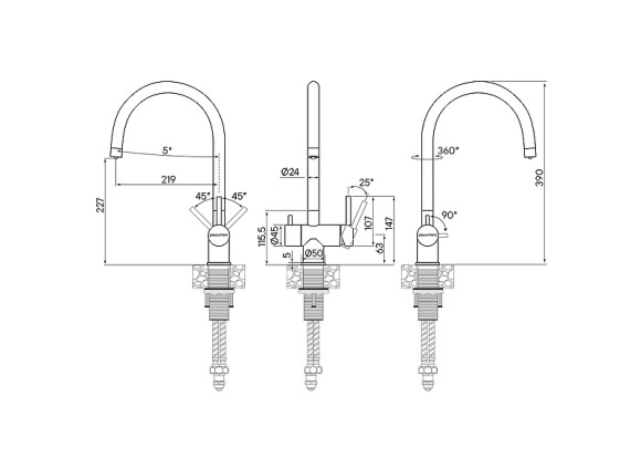 Смеситель для кухни Paulmark Heller He213218-401 Антрацит