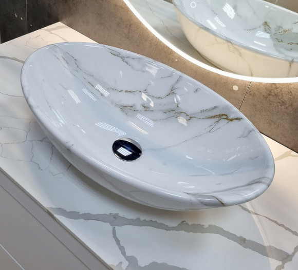 Раковина-чаша CeramaLux 50 D1147-505(340) Белый мрамор Раковина-чаша CeramaLux 50 D1147-505(340) Белый мрамор