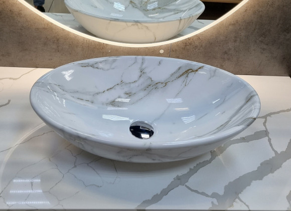 Раковина-чаша CeramaLux 50 D1147-505(340) Белый мрамор Раковина-чаша CeramaLux 50 D1147-505(340) Белый мрамор