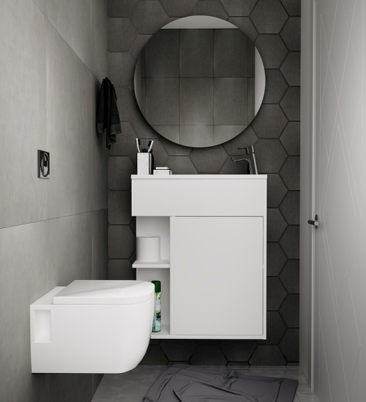 Тумба с раковиной 1MarKa Stretto 70П У94633 подвесная Белый глянец