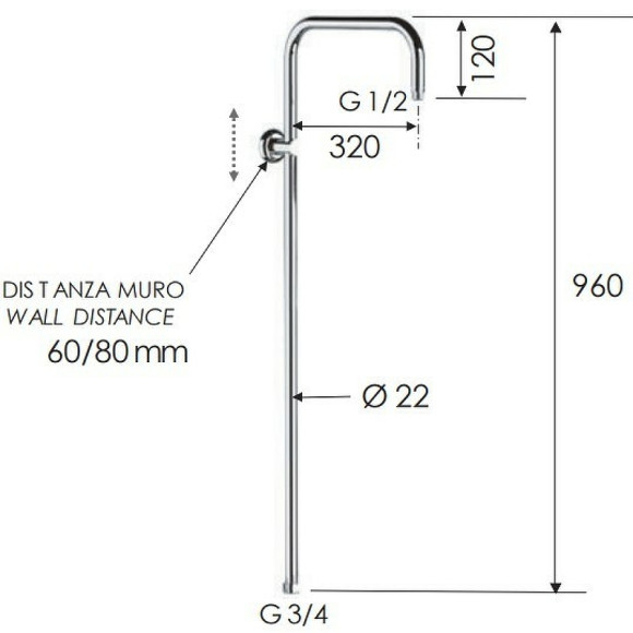 Душевая штанга Remer 329X Хром Душевая штанга Remer 329X Хром