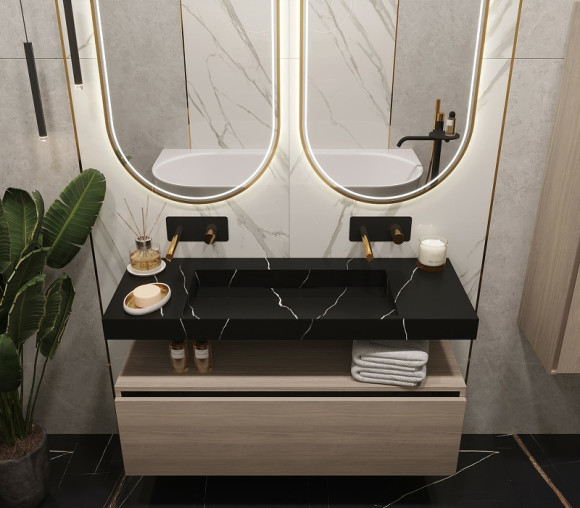 Раковина Boheme Armadi Art Flat 120 859-120-NM Черный мрамор