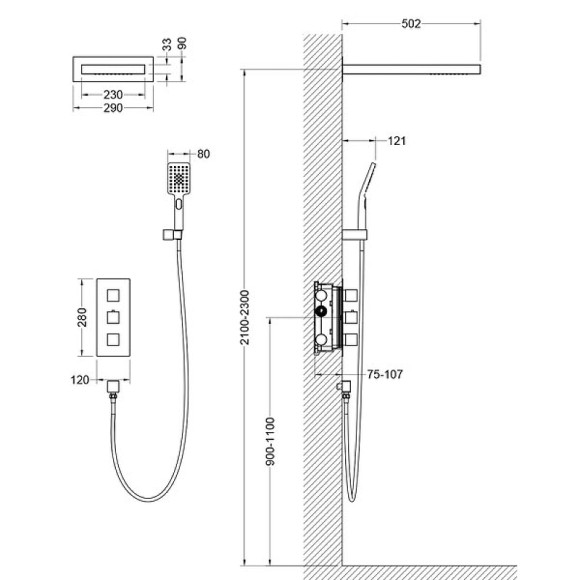 Душевая система Timo Petruma SX-5039/03SM с термостатом Черный Душевая система Timo Petruma SX-5039/03SM с термостатом Черный