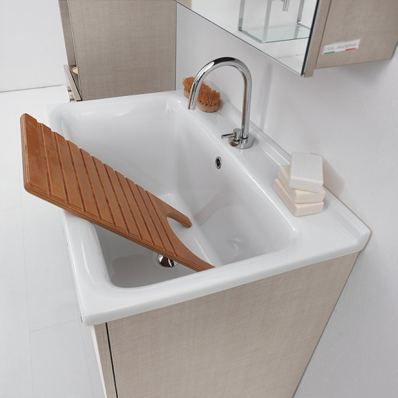Хозяйственная раковина Kerasan Aquadom 60 29201 Белая с 1 отверстием под смеситель Хозяйственная раковина Kerasan Aquadom 60 29201 Белая с 1 отверстием под смеситель