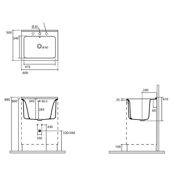 Хозяйственная раковина Kerasan Aquadom 60 29201 Белая с 1 отверстием под смеситель Хозяйственная раковина Kerasan Aquadom 60 29201 Белая с 1 отверстием под смеситель