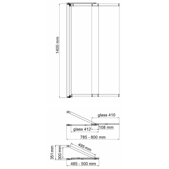 Шторка на ванну WasserKRAFT Dill 80 61S02-80WS Fixed профиль Черный стекло прозрачное