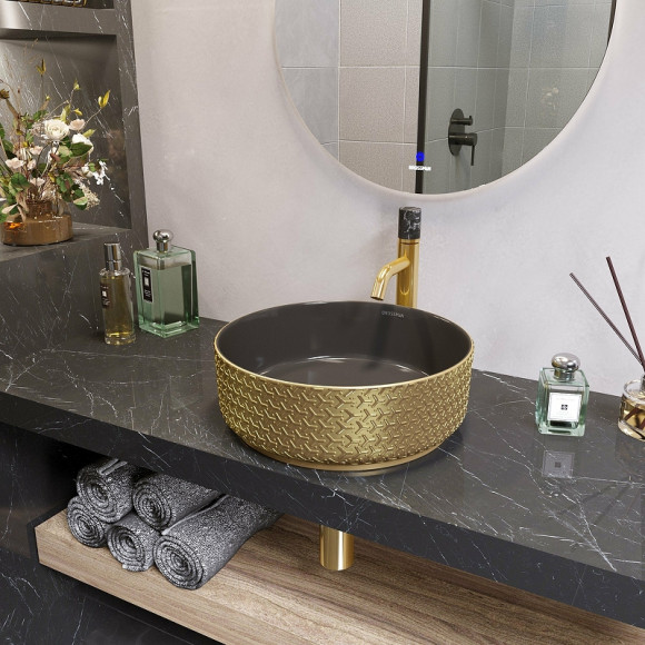 Раковина-чаша Grossman Color 35 GR-5010GBR Золото Черная Раковина-чаша Grossman Color 35 GR-5010GBR Золото Черная