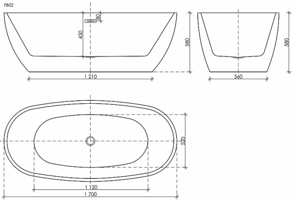 Акриловая ванна Sancos Flo 170x80 FB02 без гидромассажа Акриловая ванна Sancos Flo 170x80 FB02 без гидромассажа