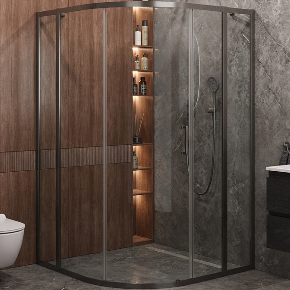 Душевой уголок Cezares Molveno 120x120 MOLVENO-R-11-90+30-C-GM-IV профиль Оружейная сталь стекло прозрачное