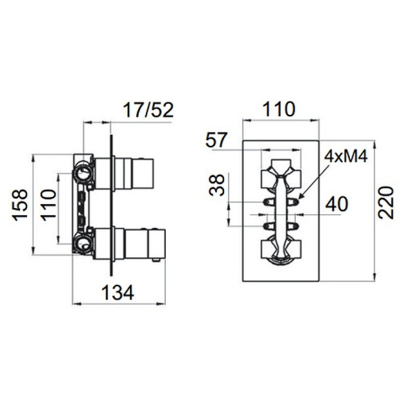 Смеситель для душа Remer Qubica Thermo QT93 с термостатом Хром Смеситель для душа Remer Qubica Thermo QT93 с термостатом Хром