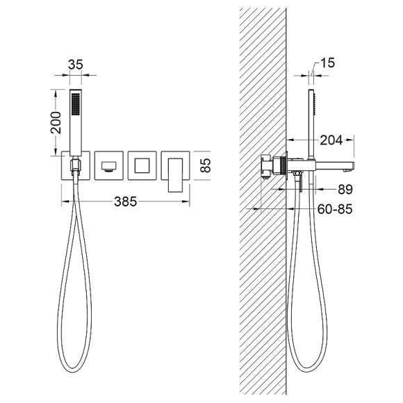 Смеситель для ванны Timo Selene 2014/03YSM Черный Смеситель для ванны Timo Selene 2014/03YSM Черный