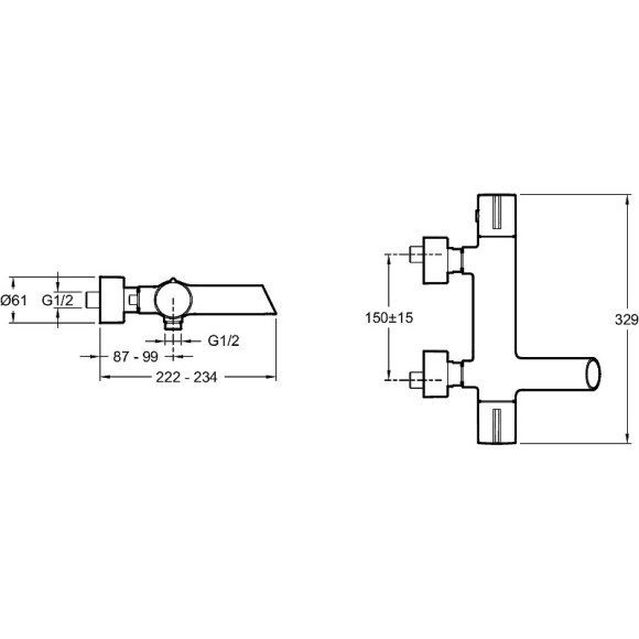Смеситель для ванны Jacob Delafon Toobi E8992-CP с термостатом Хром Смеситель для ванны Jacob Delafon Toobi E8992-CP с термостатом Хром