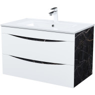 Тумба с раковиной Iddis Cloud 80 CLO80B0i95K подвесная Белая матовая Черный мрамор